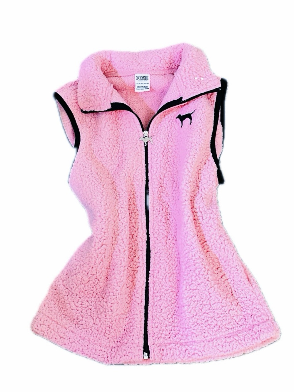 PINK Victoria's Secret Sherpa Vest with Black Trim